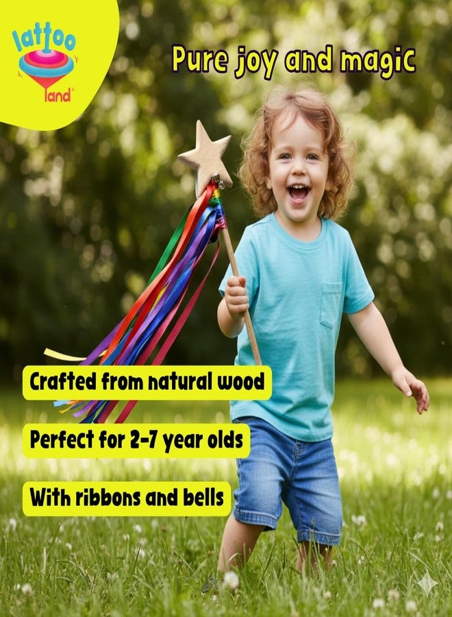 Lattooland Wooden Wizard Fairy Wand Toy for Kids | Magic Star Wand for Girls Boys | Pretend Play Toy for Imaginative Role Play | Best Birthday Return Gifts for Children - Image 2